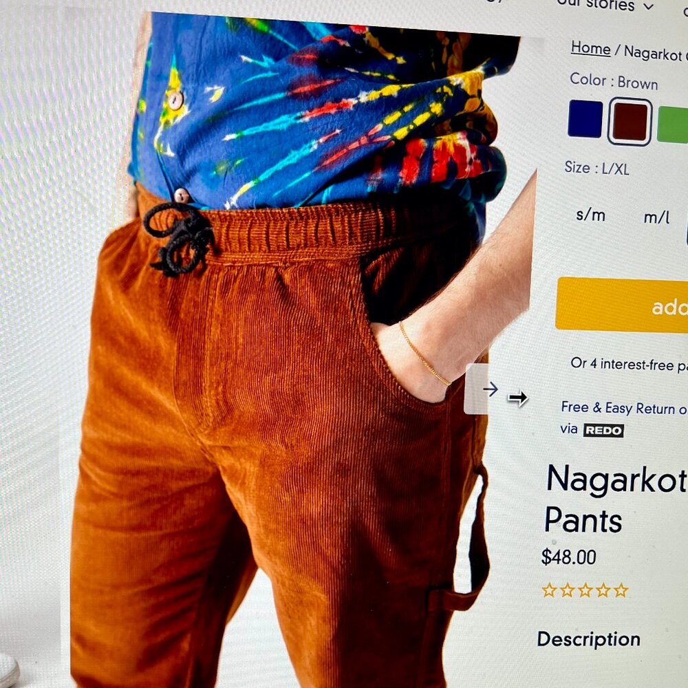 Mexicali Mens/Womens  Nagarkot Corduroy Pants L/XL Brown